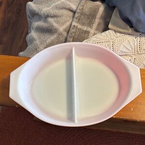 Vintage Pyrex Friendship Red and White Divided Serving Casserole Dish